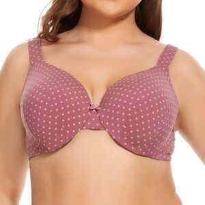 Polka Dot Bra mesa rose pink 52c NEW Jersey stretch tee style underwire